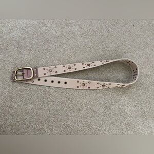 Vintage Calvin Klein Beige Belt with Gold Buckle and accents